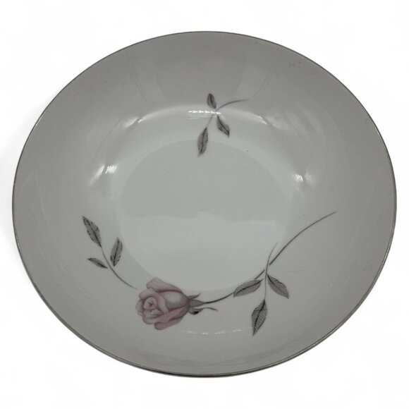 Mikasa Primrose 8194 Fine China Serving Bowl 9" With Pink Rose & Silver Trim - Picture 1 of 8